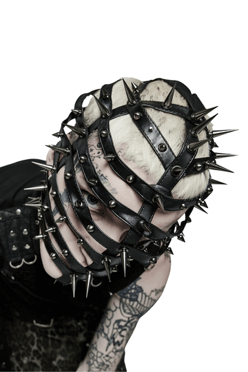 Stylish Adjustable Drawstring Spiked PU Headgear
